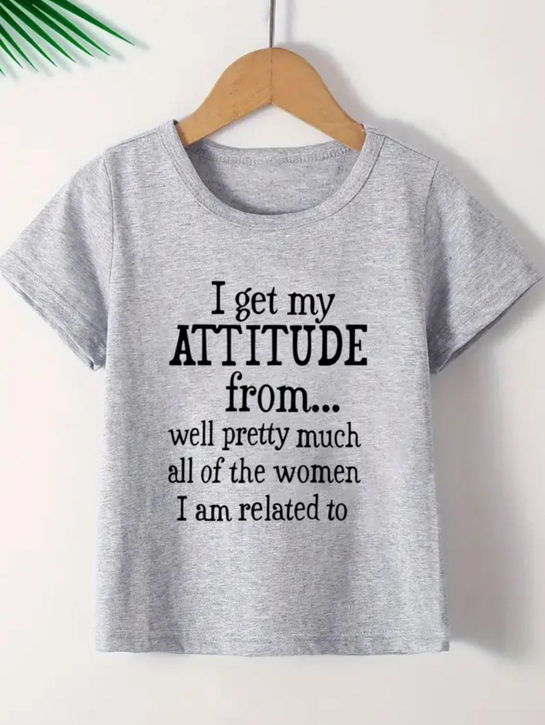 “Attitude” Boy's Creative T-shirt, Casual Comfortable, Short Sleeve, Crew Neck