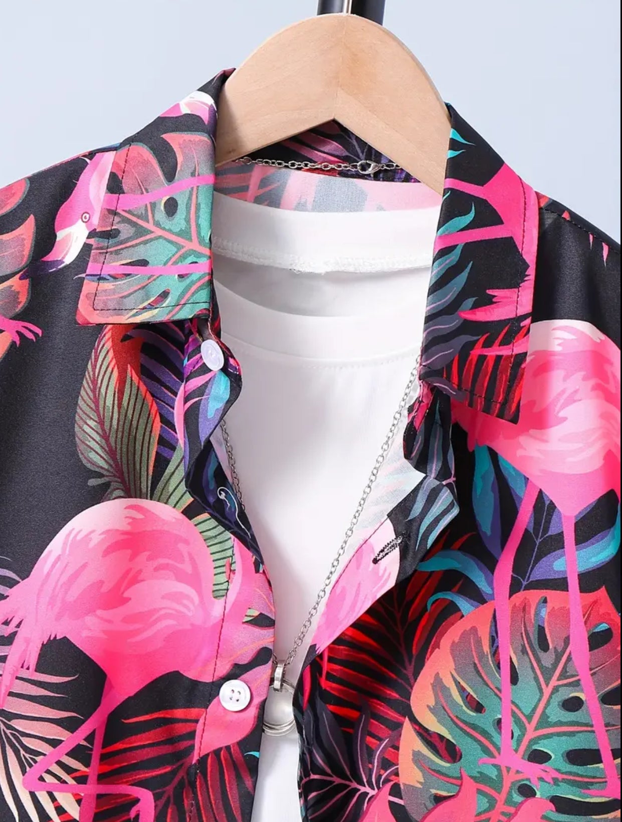 Tropical Flamingo, Short Sleeve Lapel Shirt & Shorts Set