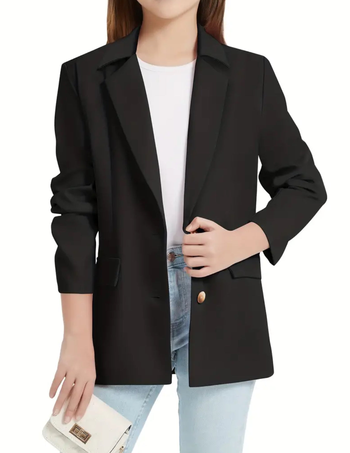 “Go Chic or Go Home” Teens Formal Blazer Long-sleeved Lapel Collar