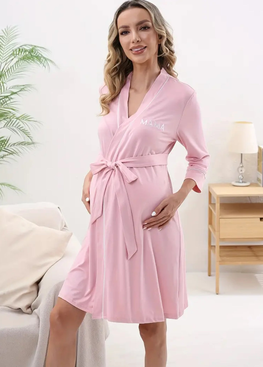 Bata elegante de hospital con flores Ropa de dormir para partos, lactancia y maternidad