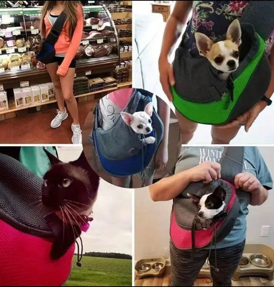 “Puppy Love” or Kitty 🐱 Comfortable Pet Sling Carrier, Breathable Mesh & Oxford Fabric