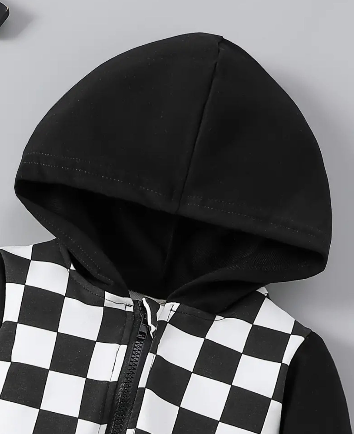 “Rocky” Checkerboard, Zip Up Sweatshirt Top / Pants, 2pcs Outfit Toddler