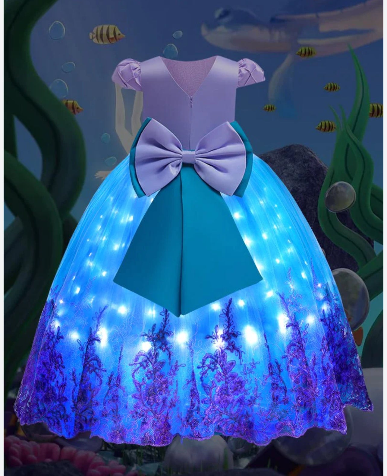 Glowing Little Mermaid 🧜‍♀️ Princess Tutu Dress ( Battery Not Included)
