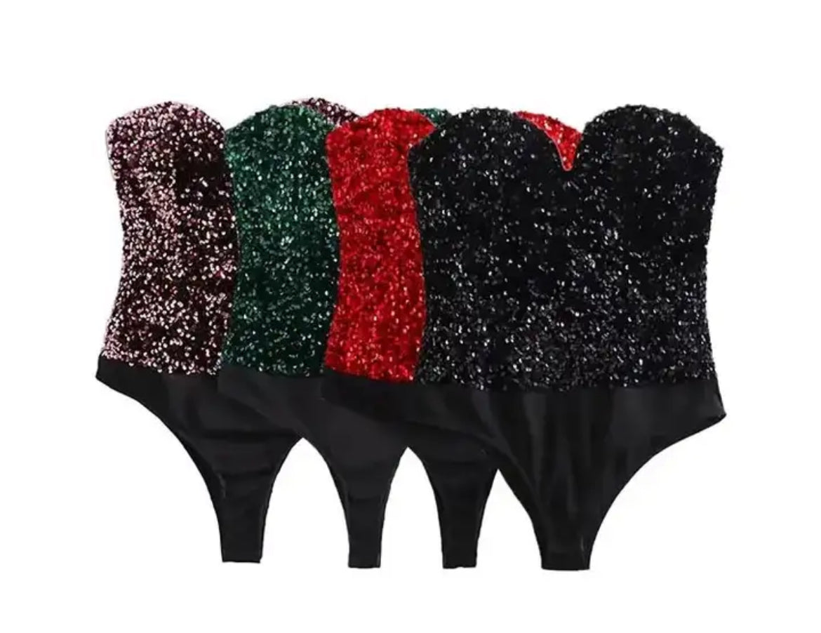 Strapless Sequin Bodysuits