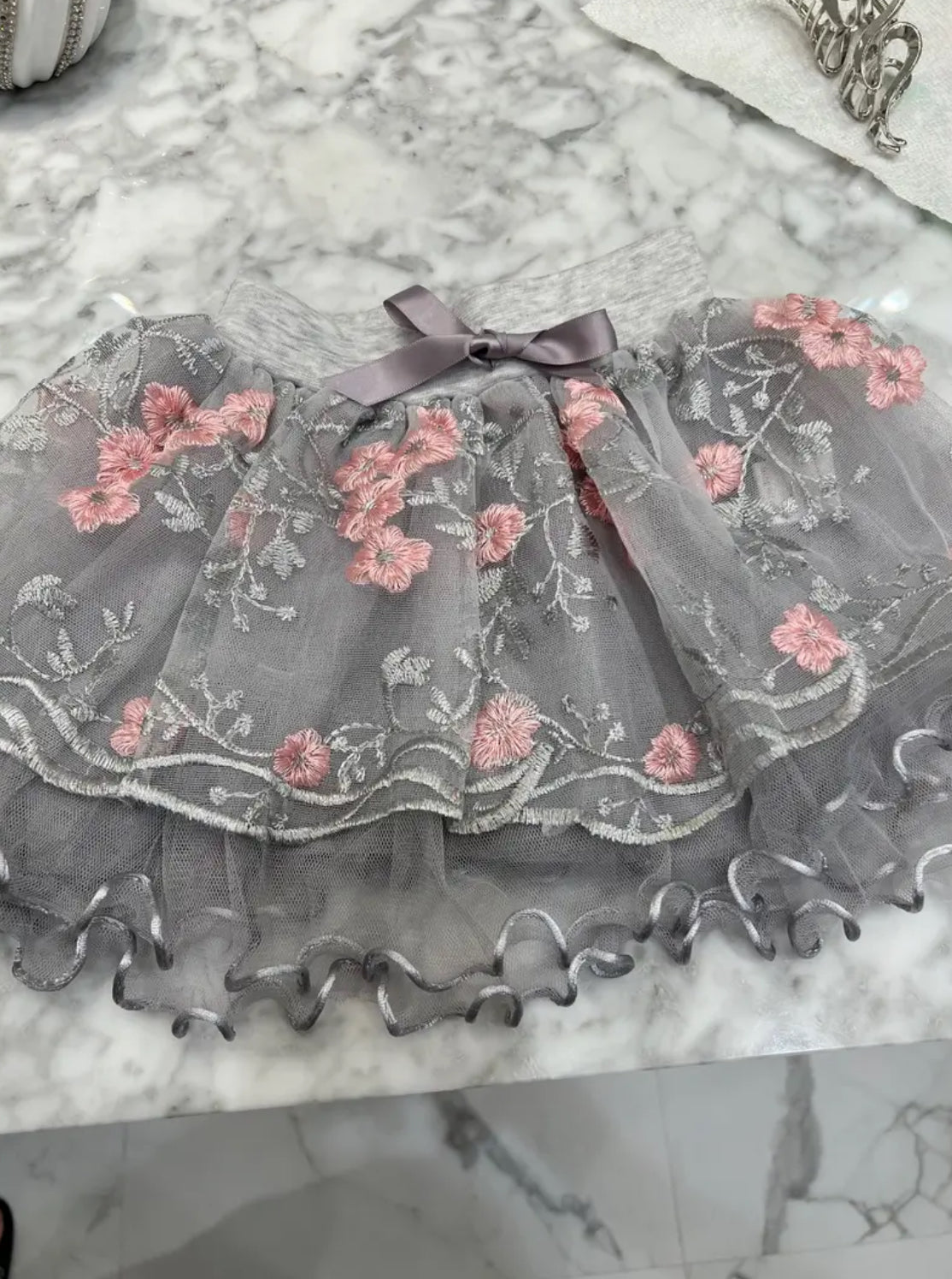 “Tulle Girls” Princess Embroidered Bow Front Skirt🩰