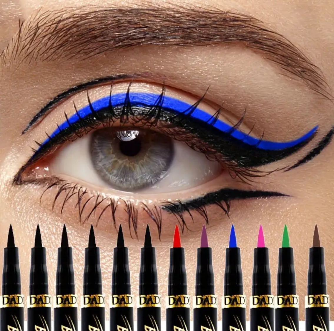 Luxurious Waterproof, Quick Drying, Long-Wearing Liquid Eyeliner Set, Smudge-Resistant, Formula for Sensitive Eyes, 12pcs