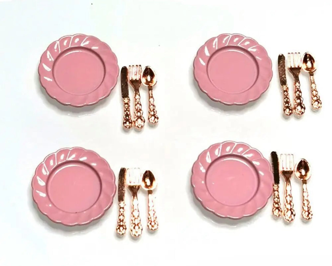 Dollhouse, Pink 💕 Miniature Tableware Set, Vintage, 20pcs