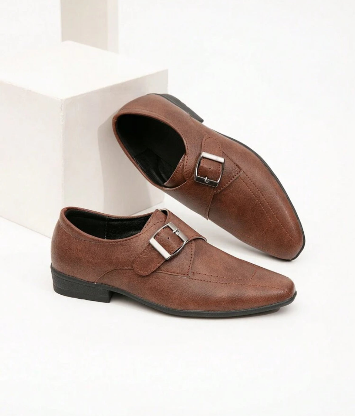 “CEO Boys” Brown Classic Matte Slip-On Leather Shoes