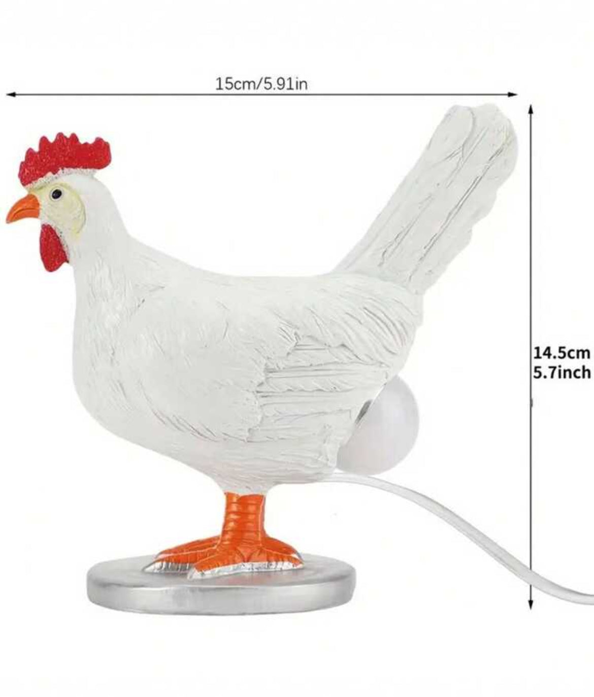 1pc Novel Funny Simulated Rooster Egg Laying Night Light, 3D Resin, USB