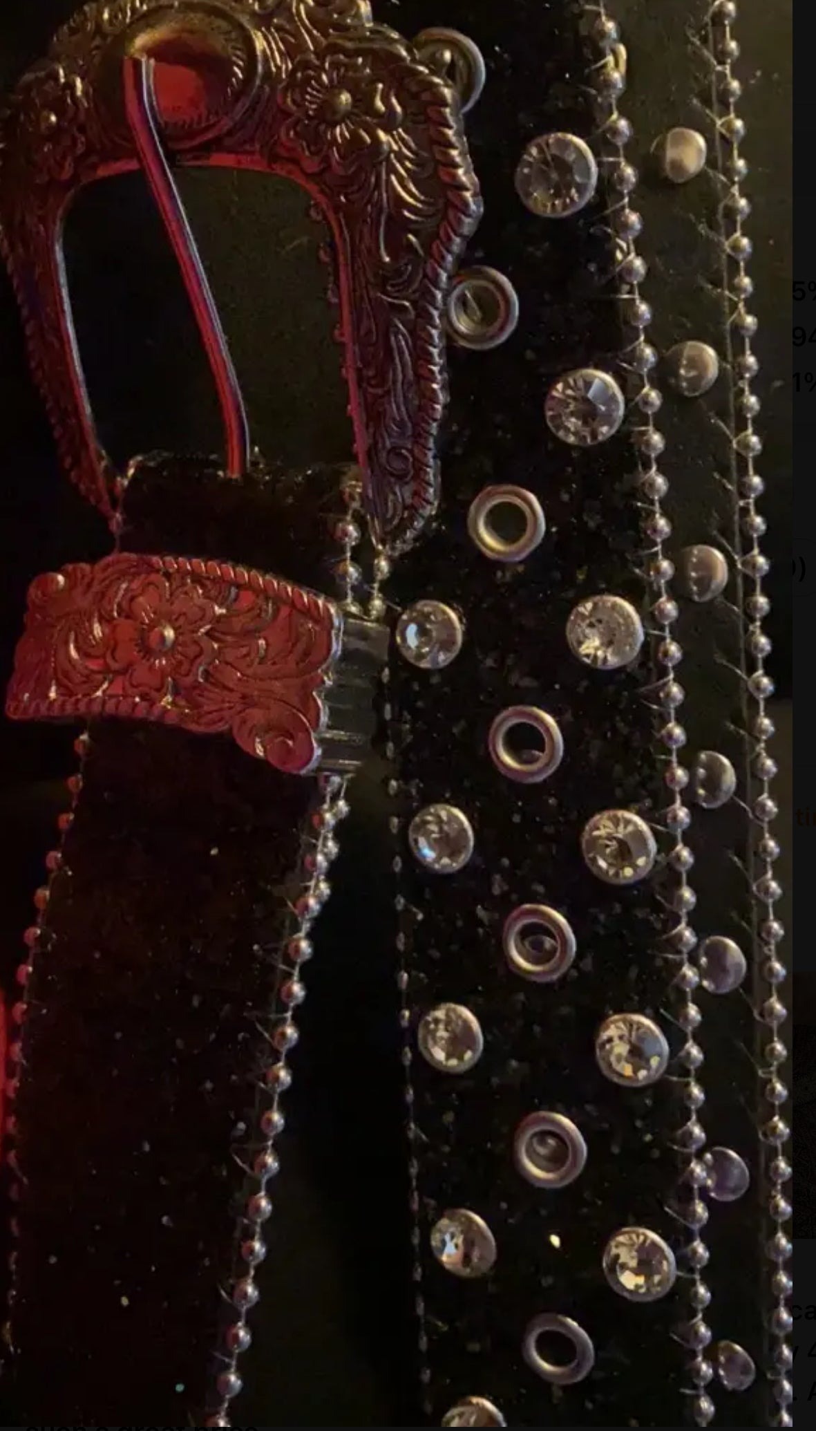 Vintage Western, Rhinestones & Glitter Buckle PU Leather Belt