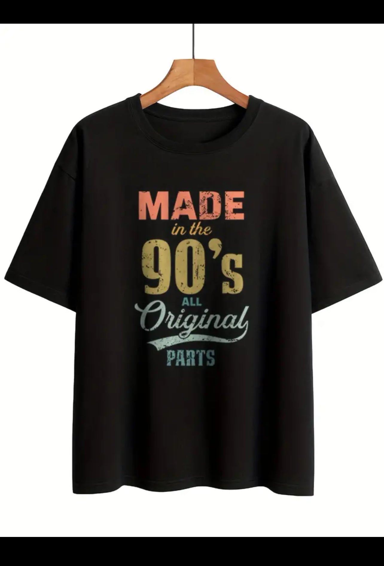 Made In The 90's Print T-Shirt, Short Sleeve Casual