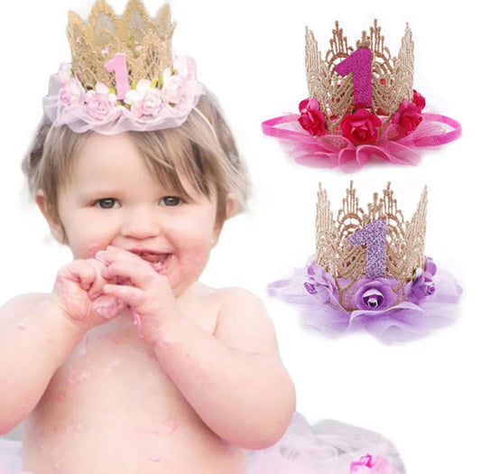 1st Birthday Crown, Flower Princess Headband