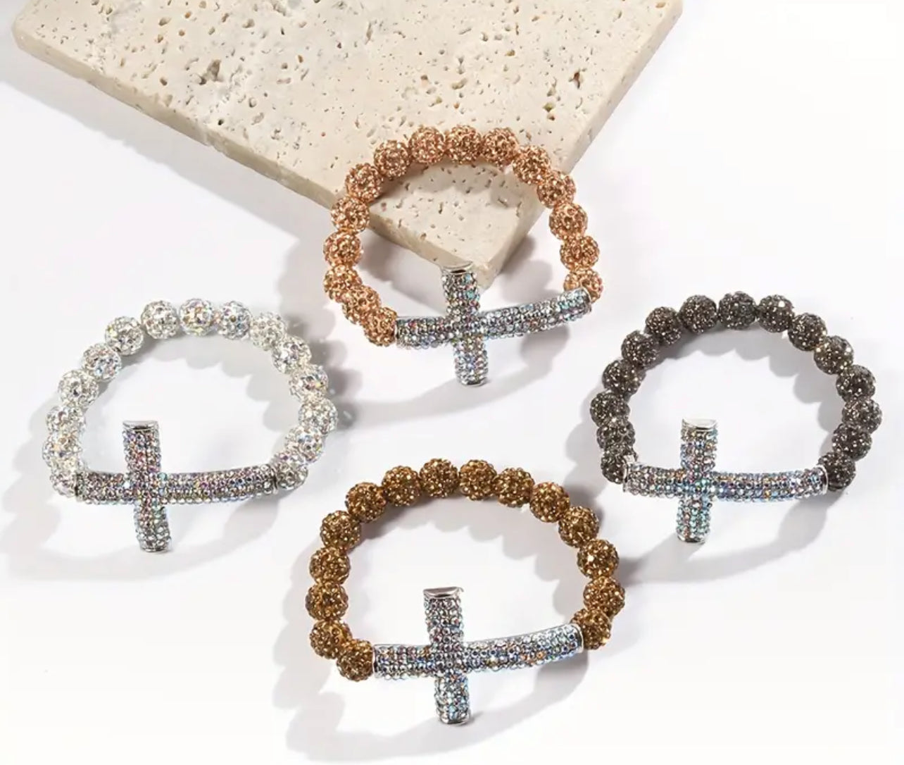 Bling Rhinestones Cross Decor Bracelet