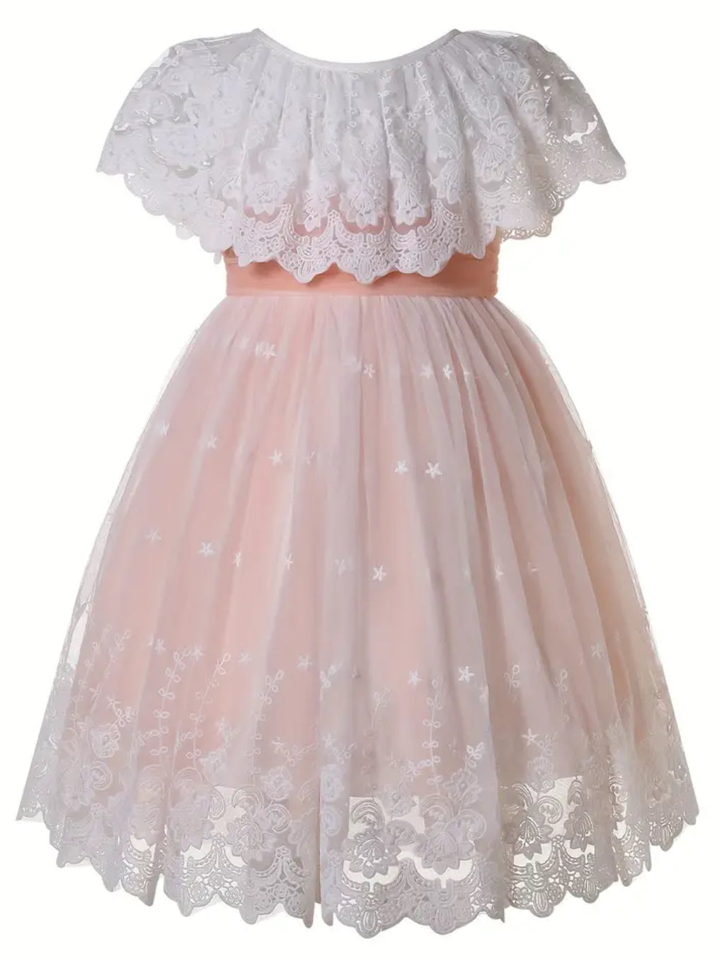 Vajzat “Pink Lace &amp; Ruffles”, Fustan elegant nostalgjik