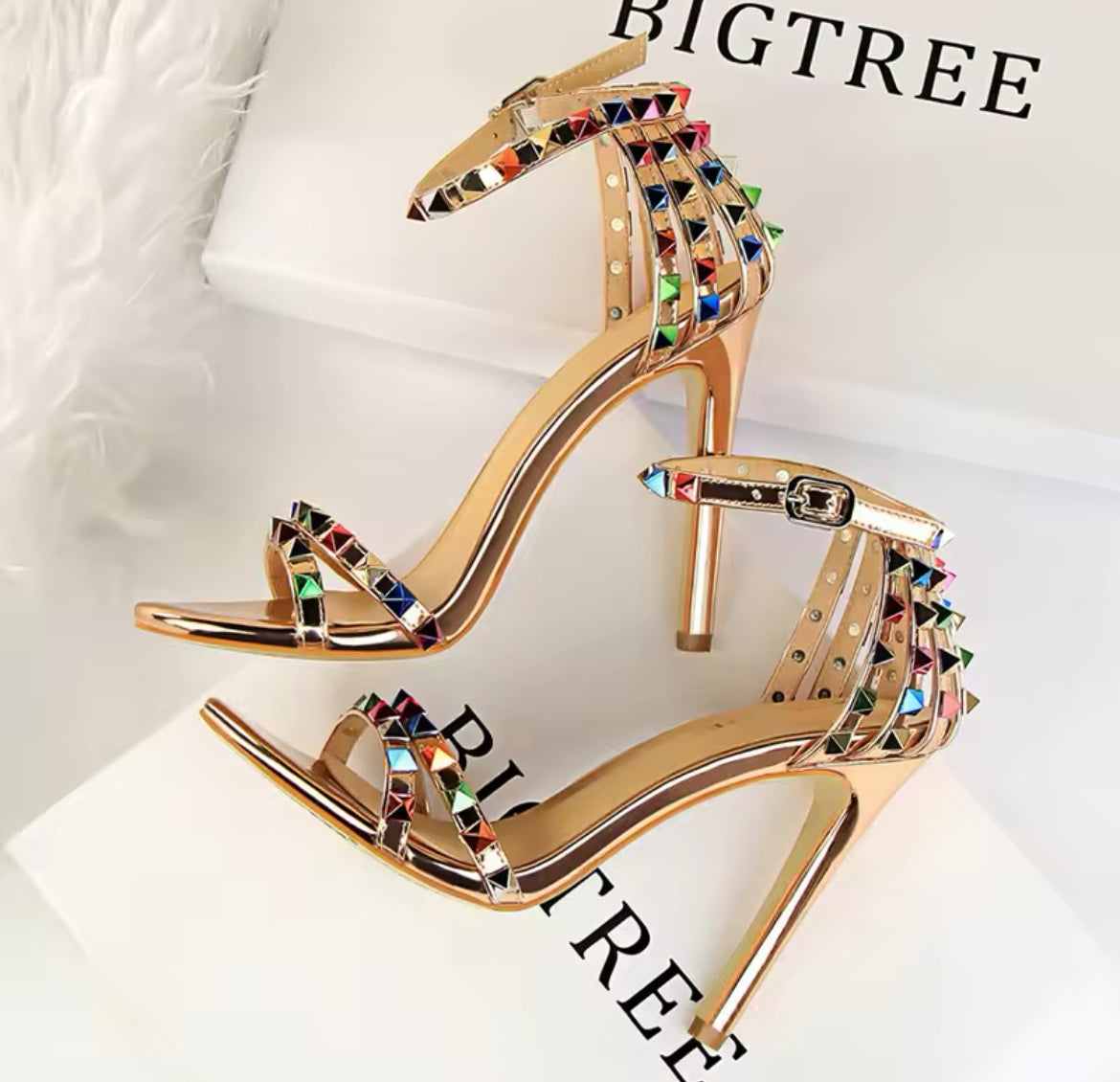 “Rainbows & Stilettos” Roman Style Heeled Sandals, Hollow Out