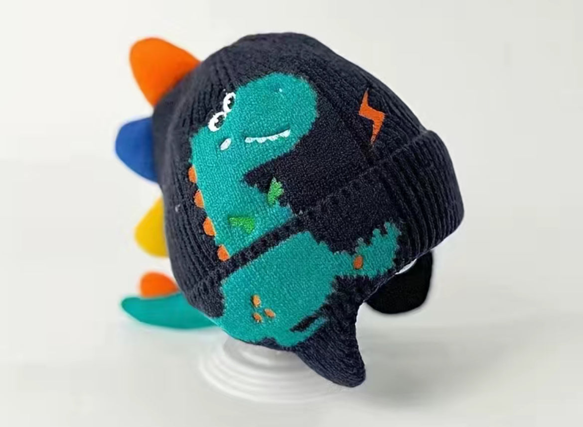 Dinosaurs Winter Children's Knitted Beanie For Boys And Girls, Windproof Ear Protection, Thickened Warm Hat