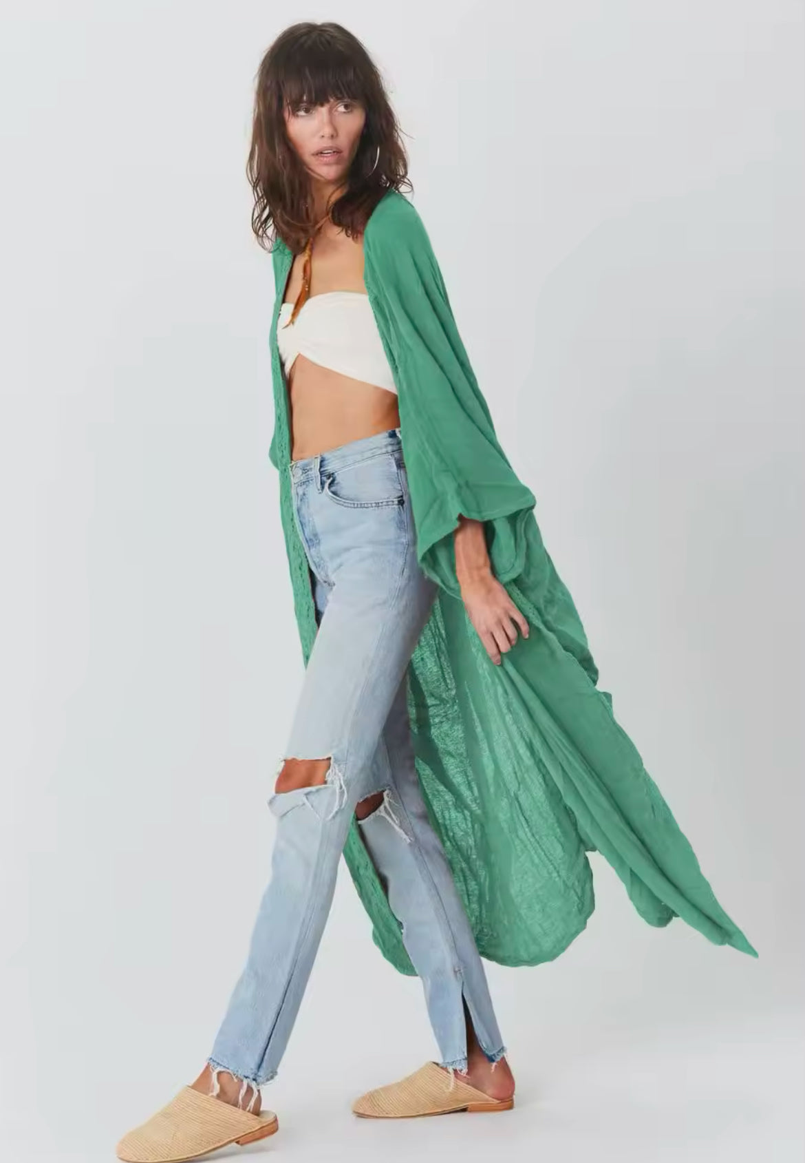 ‘Bohemian’ Maxi Lace Trimmed Kimono