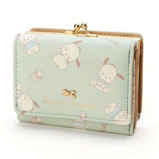 Sanrio “Hello Kitty & Friends” PU Casual Short Wallet, Zipper, Buckle Card Holder