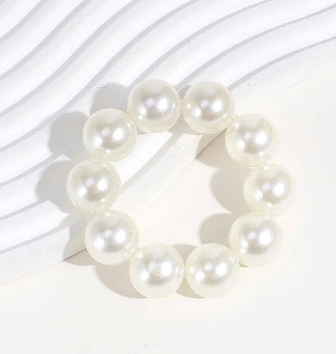 1pc White Faux Pearl Hair Tie | Sophisticated Style Scrunchie