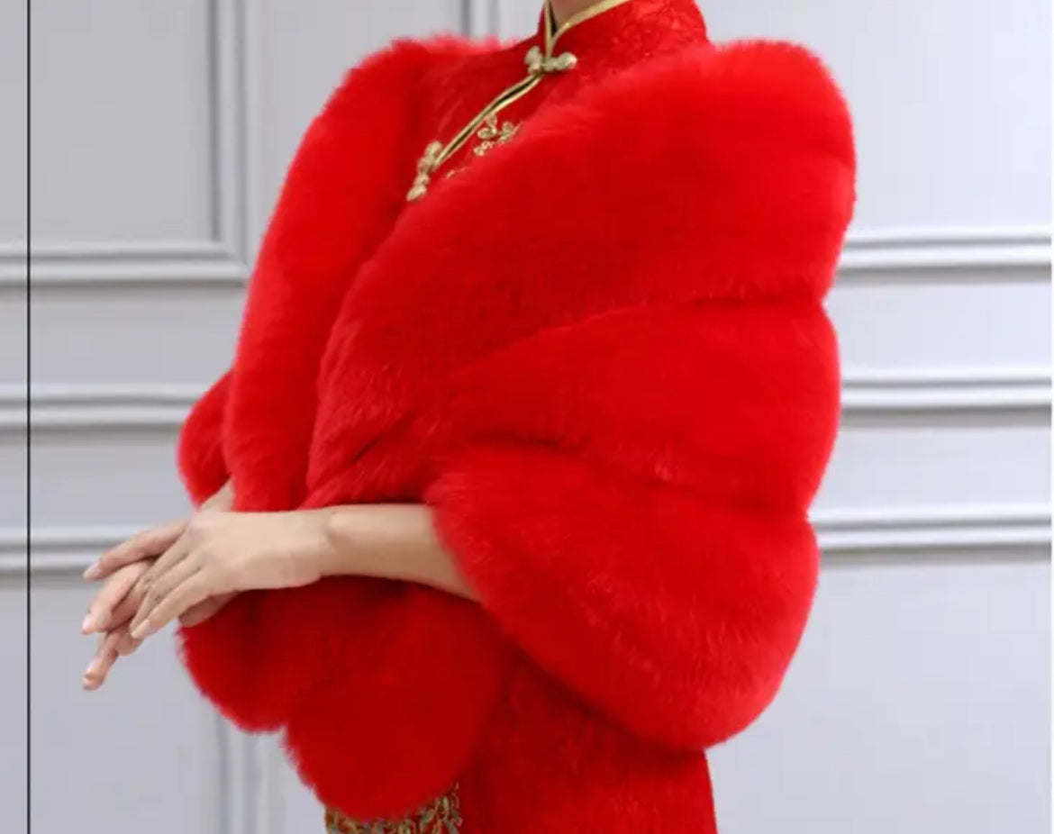 Luxury Faux Fur, Shawl Soft Thick Formal Wrap