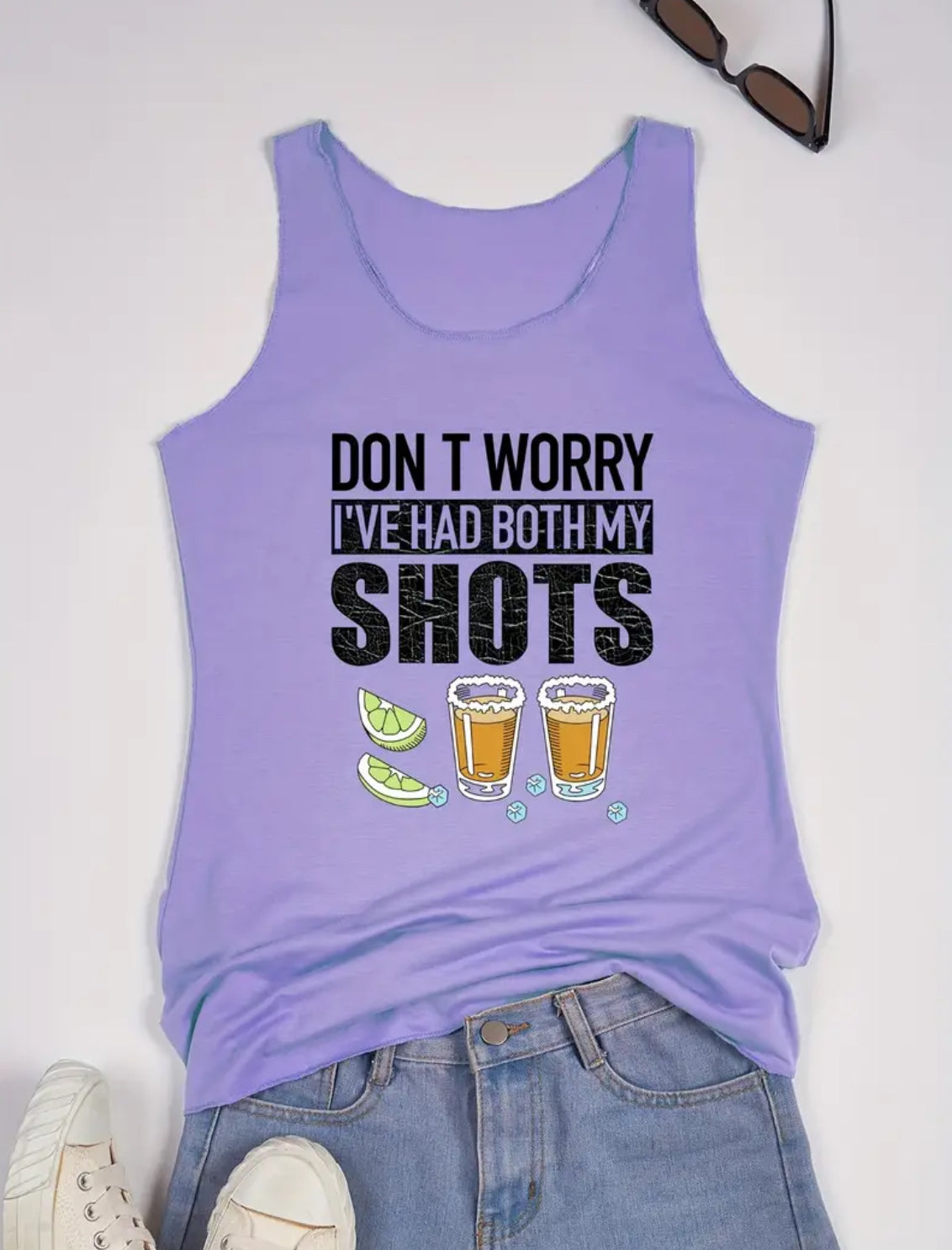 “Don’t Worry, I’ve had both shots” Loose Tank Top, Women’s