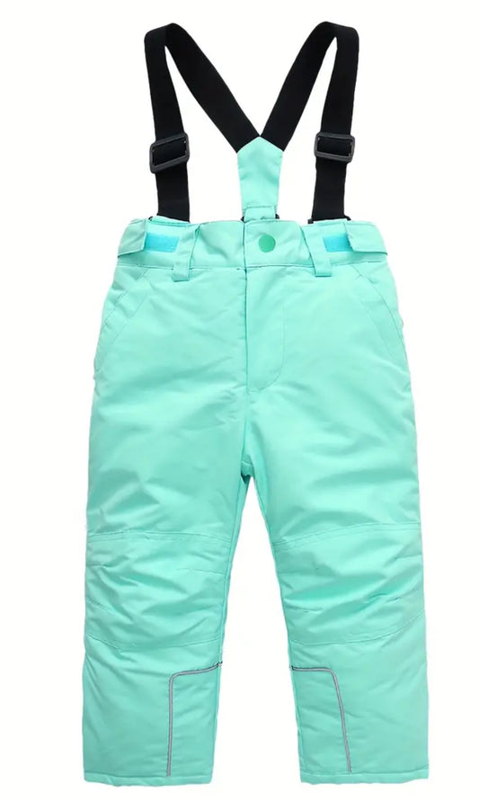 Children’s Solid Suspender Ski Trousers Set, Winter Protection + Sports Skiing