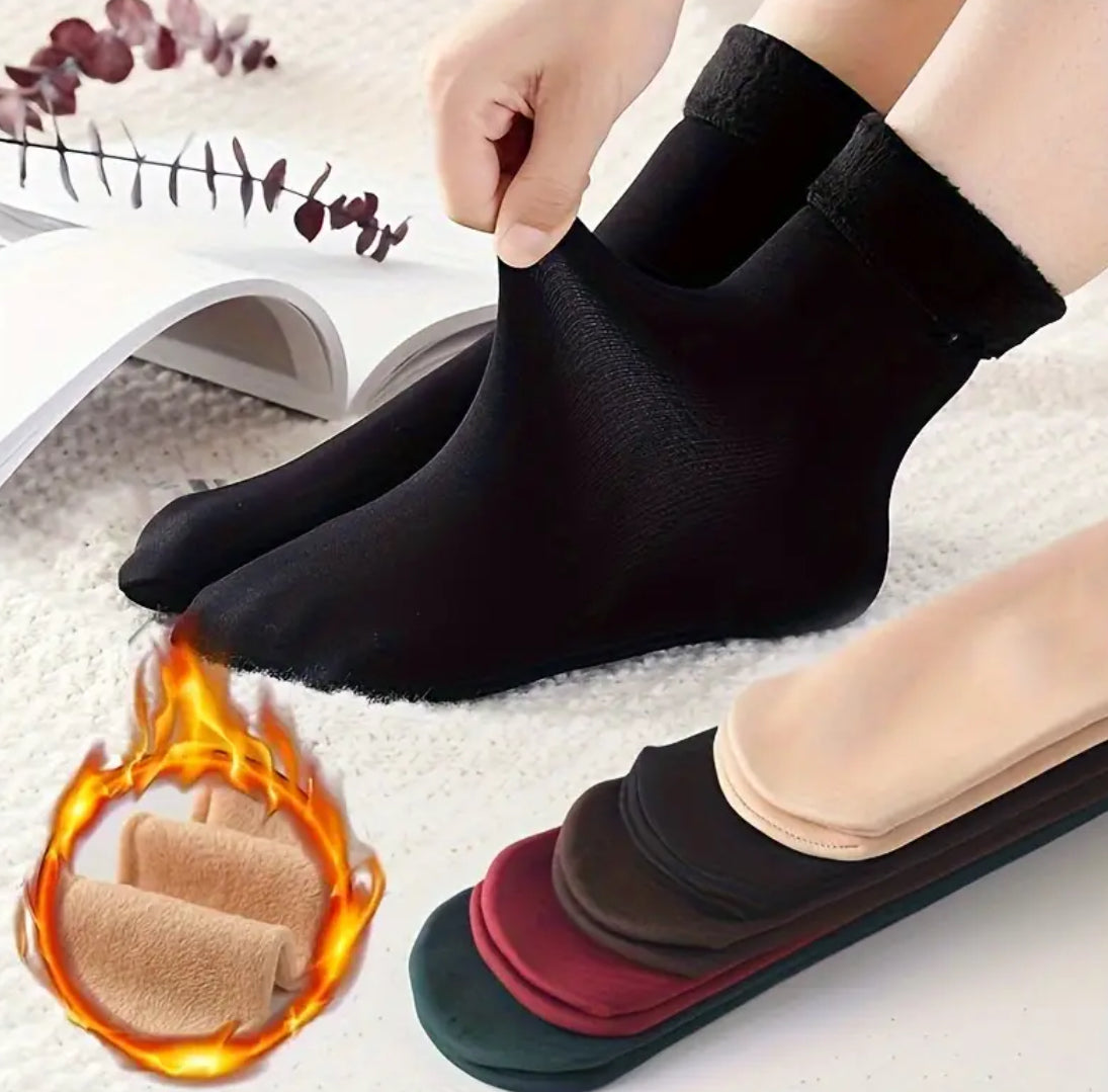 Winter Thermal Socks - Thickened Fleece Lined Mid-Calf Boot Socks, 6 Pairs