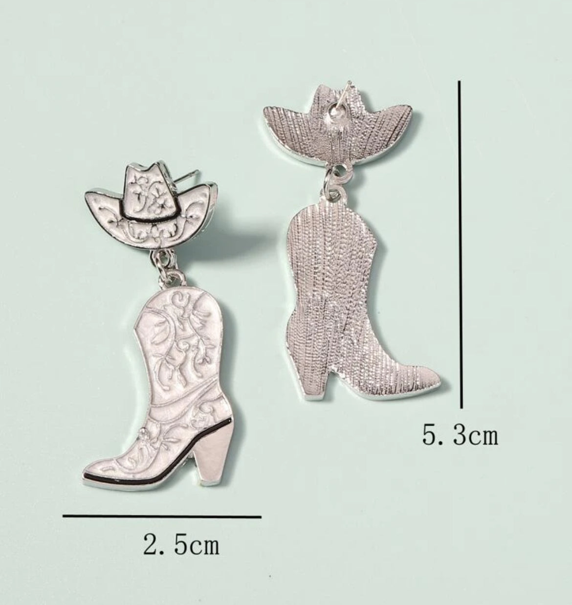 White Cowboy Boots Drop Earrings, Western 🪴🌵🌷 Collection