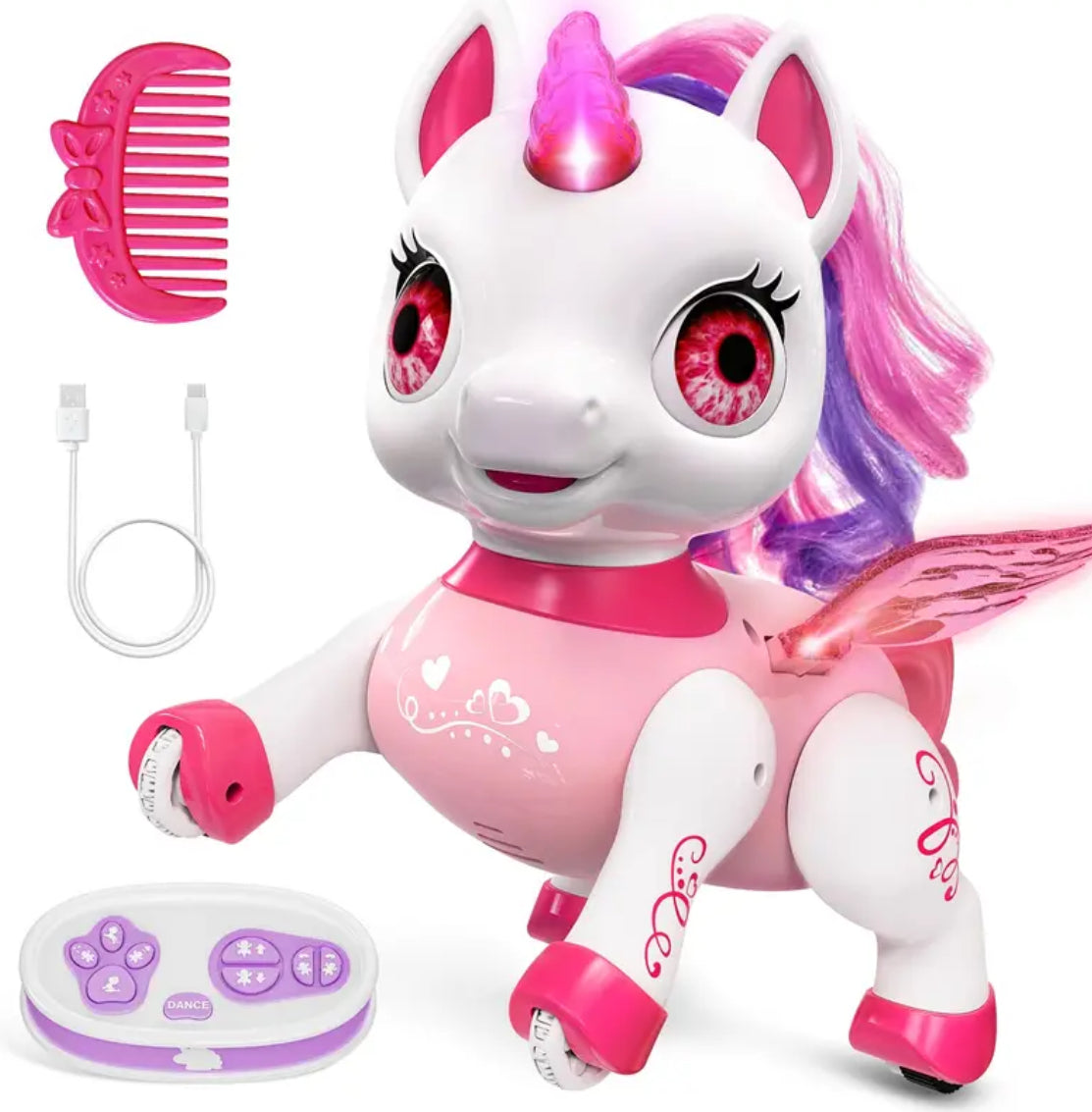 Interactive Unicorn Robot Pet with Music, Dance & Walk - USB Rechargeable