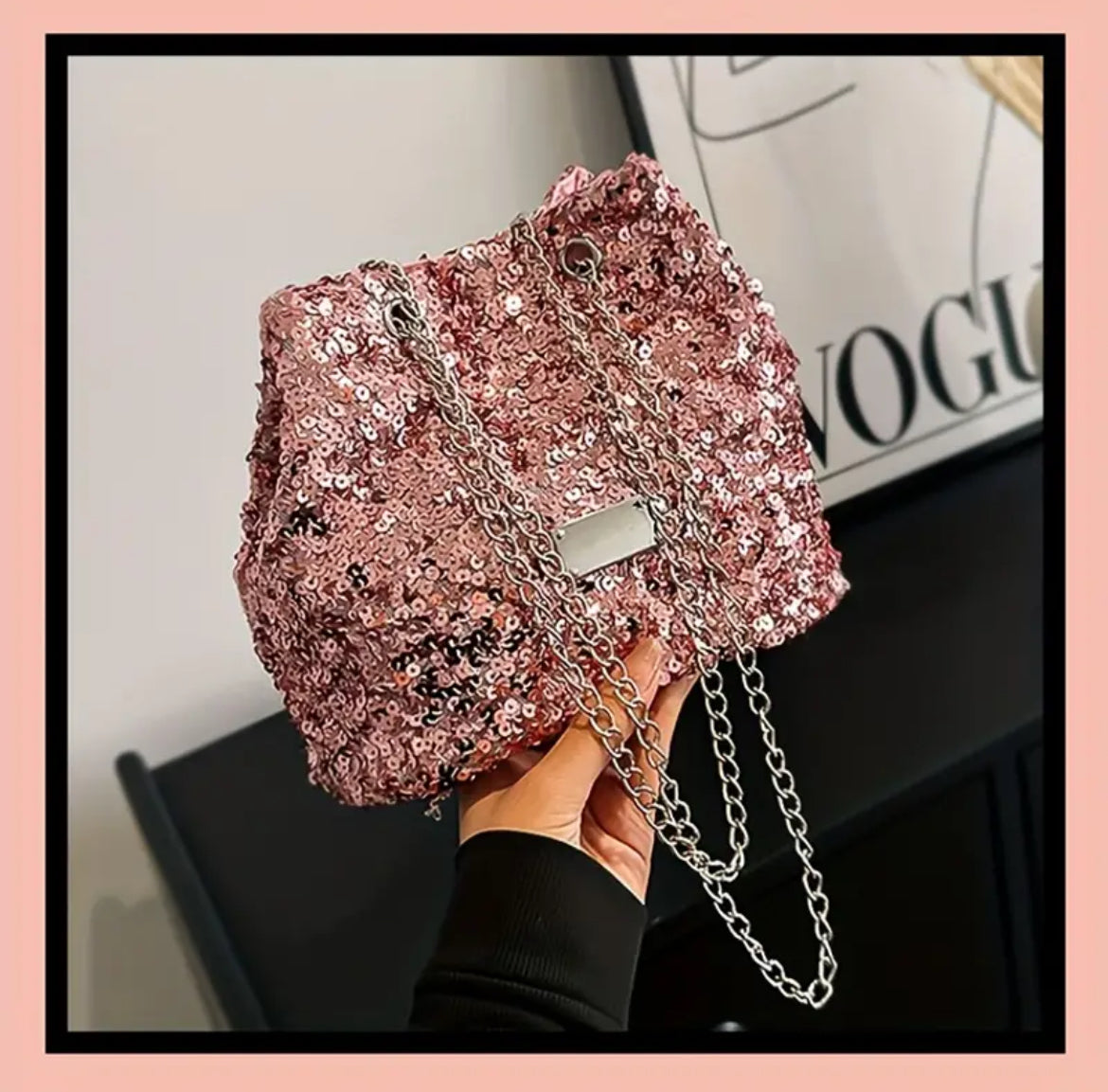 Bolso bandolera tipo cubo con lentejuelas brillantes, colección Posh 💋