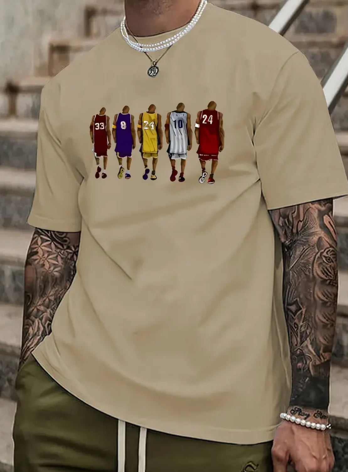 “Baller” 🏀 Camiseta de manga corta con gráficos de jugadores de baloncesto para hombre, hasta 2XL