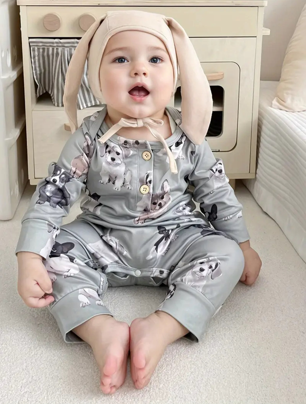 Baby Cartoon Animal Allover Print Bodysuit, Comfy Onesie, You are my Sunshine ☀️ Baby Collection