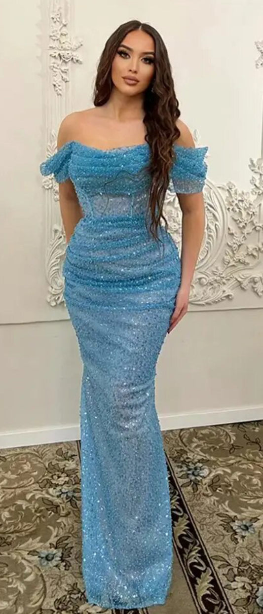 Scoop Sequins Mermaid Prom Dress
