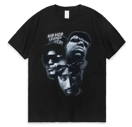 Camiseta de gran tamaño “Tupac Streetwear” de hip hop para hombre y mujer, hasta talla 2XL