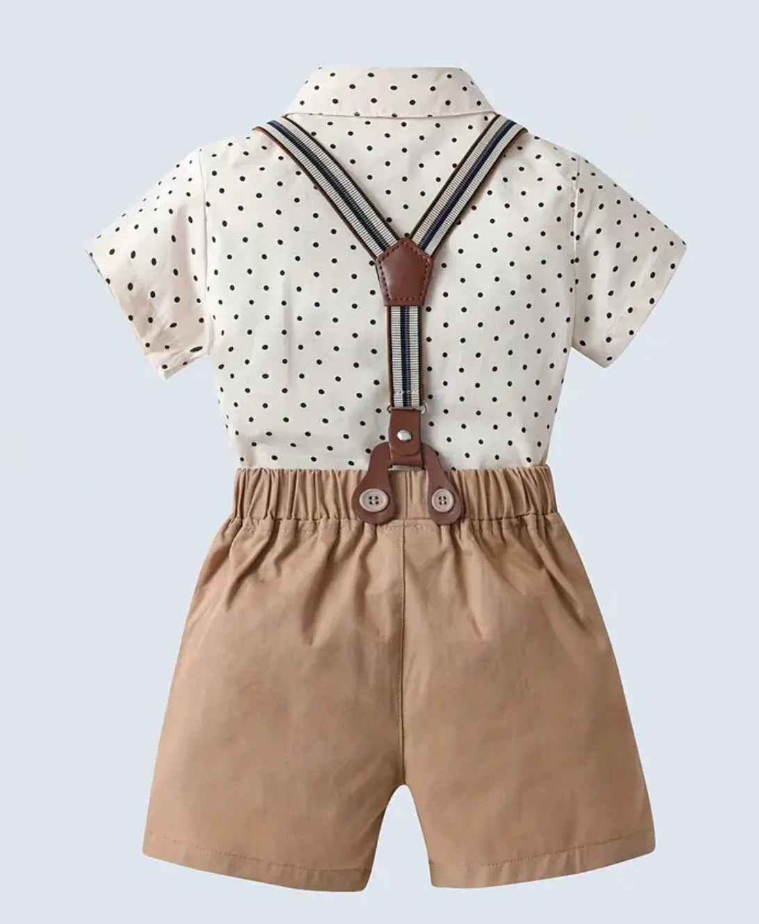 Baby Boys Gentleman Bow Tie & Khaki Shorts - Stylish Casual Wear