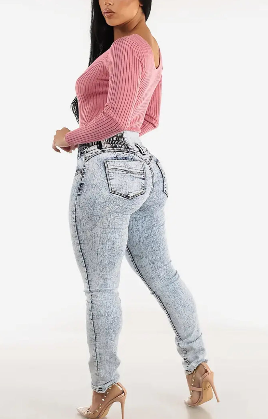 “Jamestown” High Waist Skinny Jeans, High Stretch Street Style