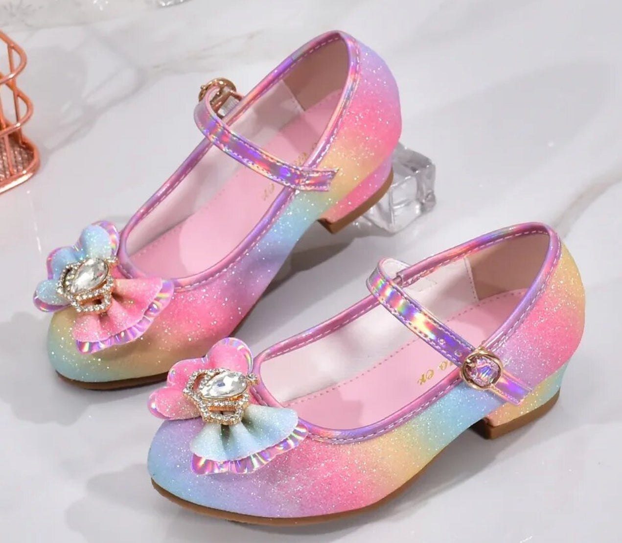 Crown Princess Rainbow Glitter , Low Heel