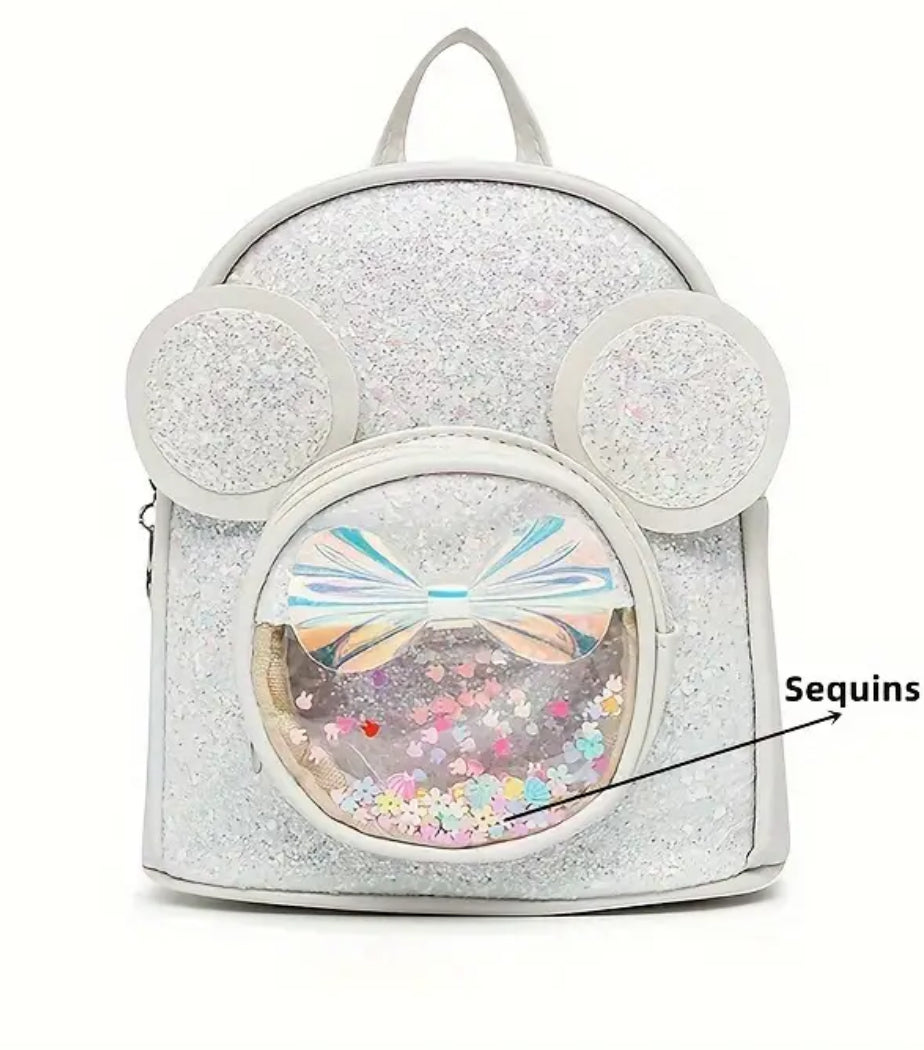 Mochila brillante con lazo y lentejuelas de Minnie