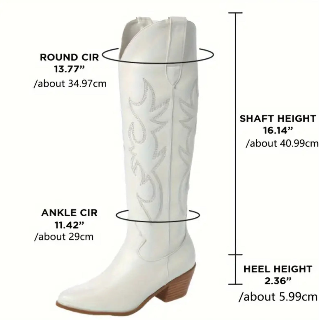 “Western Cowgirl” Knee High, Wide Calf Pull On Chunky Stacked Heel Boots