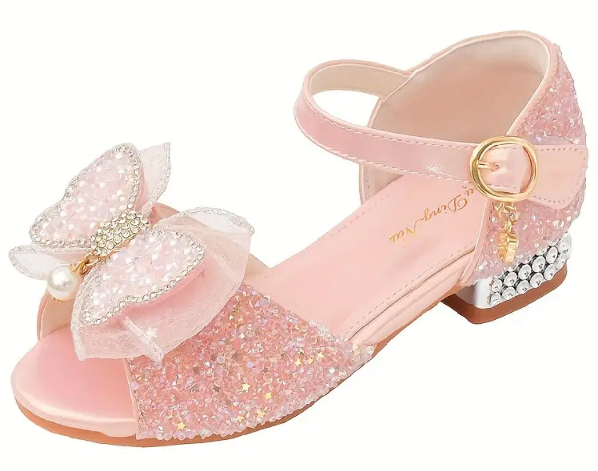 “Elegant Butterfly” Bowknot Rhinestone High-heeled Sandals For Girls