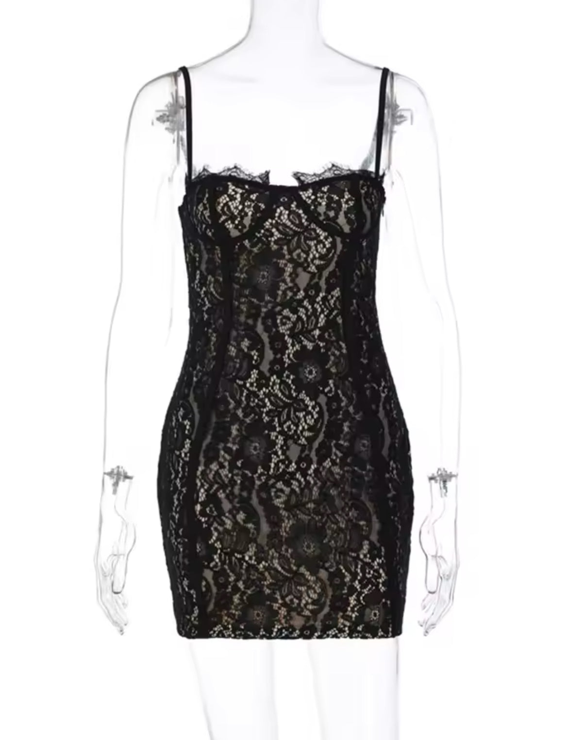 ‘Lace Party’ Club Streetwear Mini Body-con Strap Dress