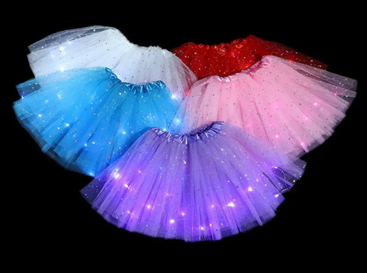 LED Glowing Light Princess Tutu Skirts, Children/Adult