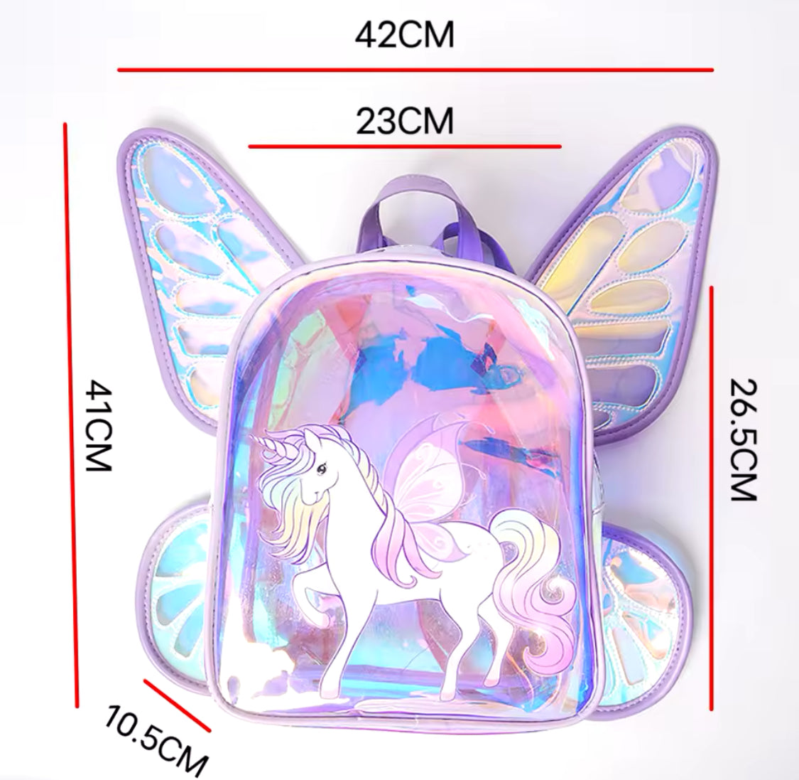 “Unicorn Wings” Kids, Transparent Trendy Backpack