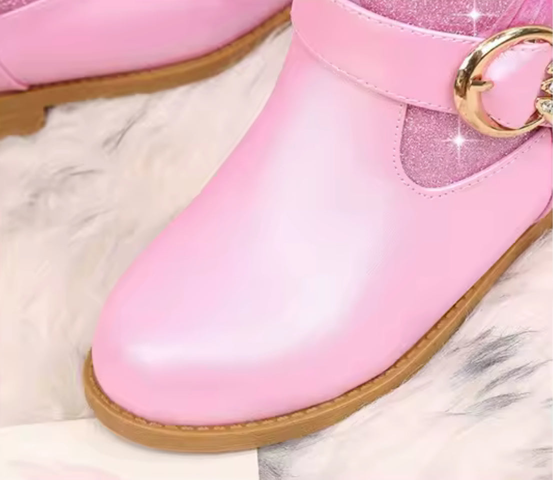 “ELSA” Tall Plush Low Heel Leather Side Zipper Boots