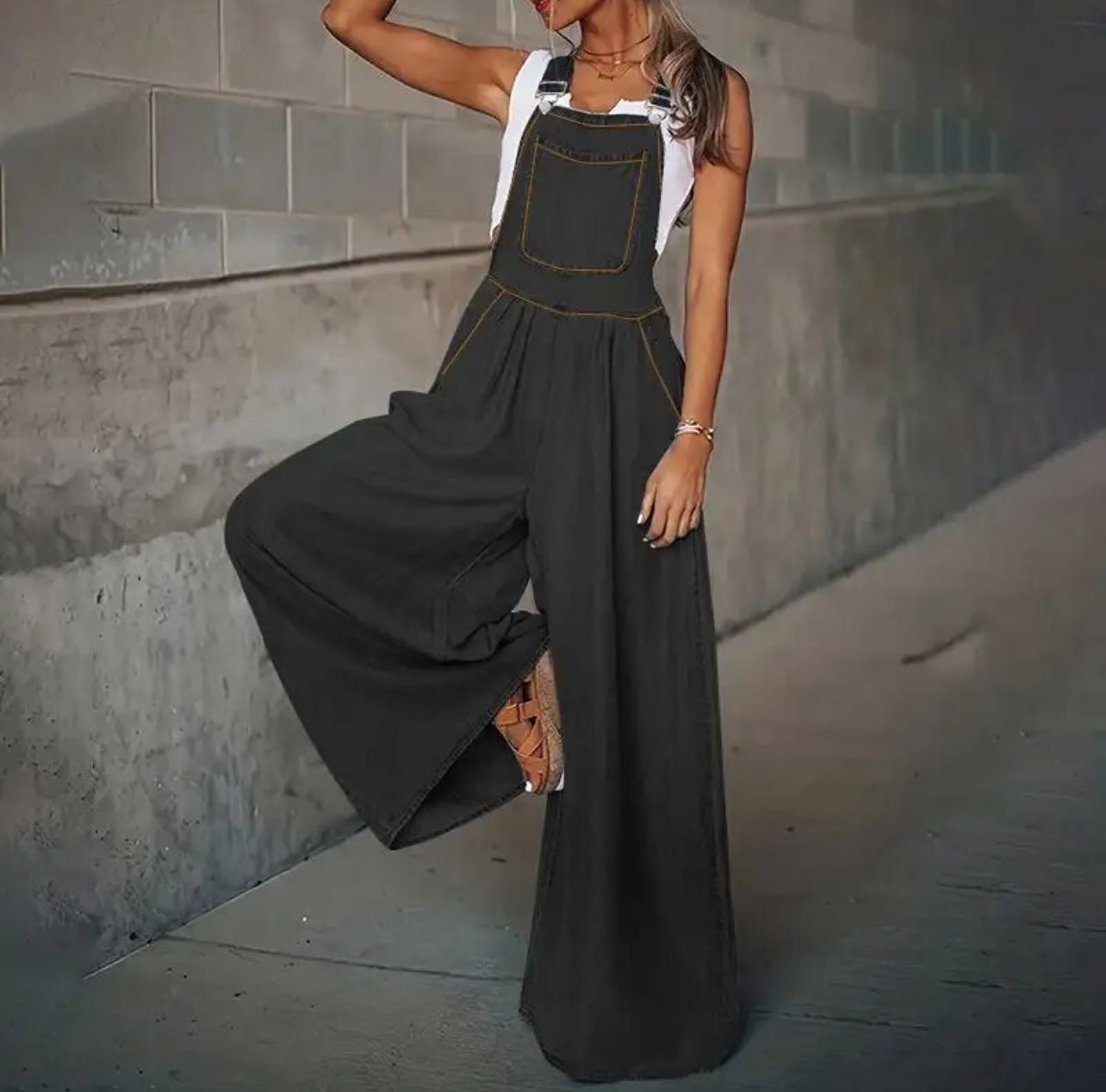 “Story” Loose Wide-Leg, With Pocket High-Waist Jumpsuits