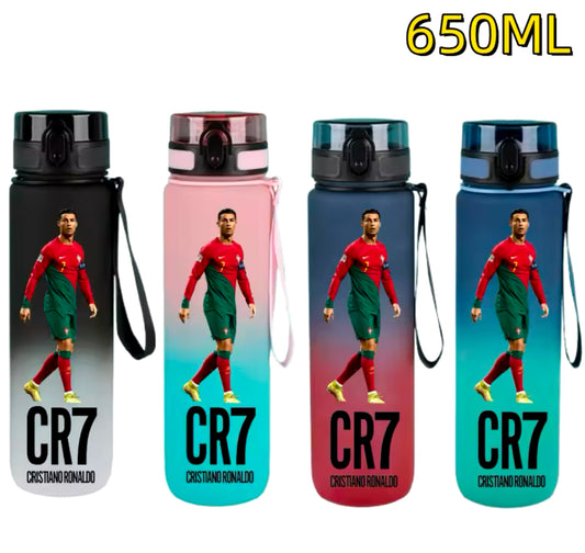 22 oz “Soccer ⚽️” Ronaldo, Messi, Large Capacity, Flip Cover Water Bottle, 2.75 Cups