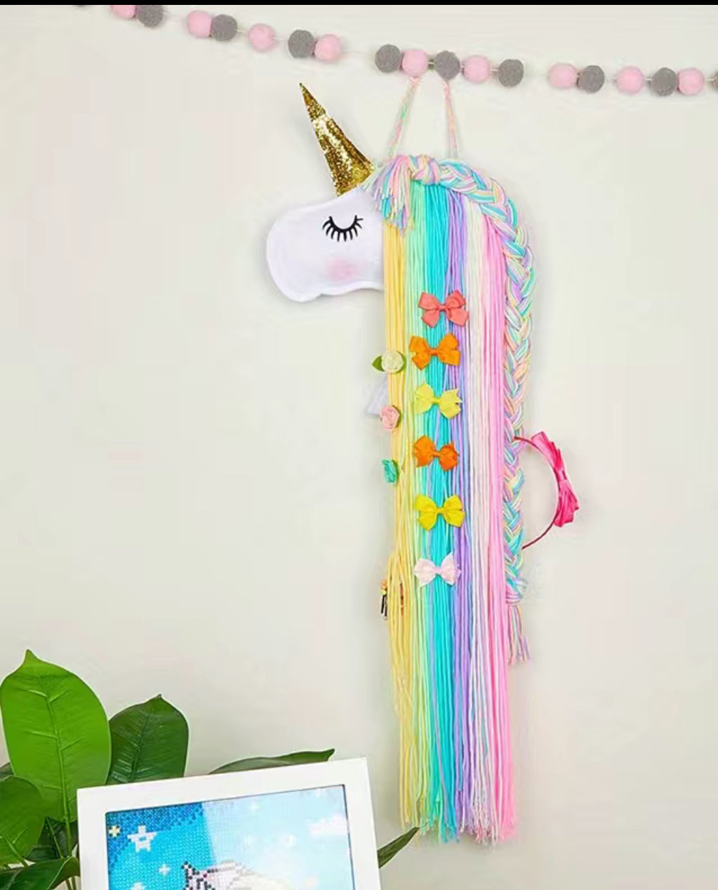 Unicorn Hair Bow Holder, Hair Clips Headband Organizer, Unicorn Wall Hanging Home Decor
