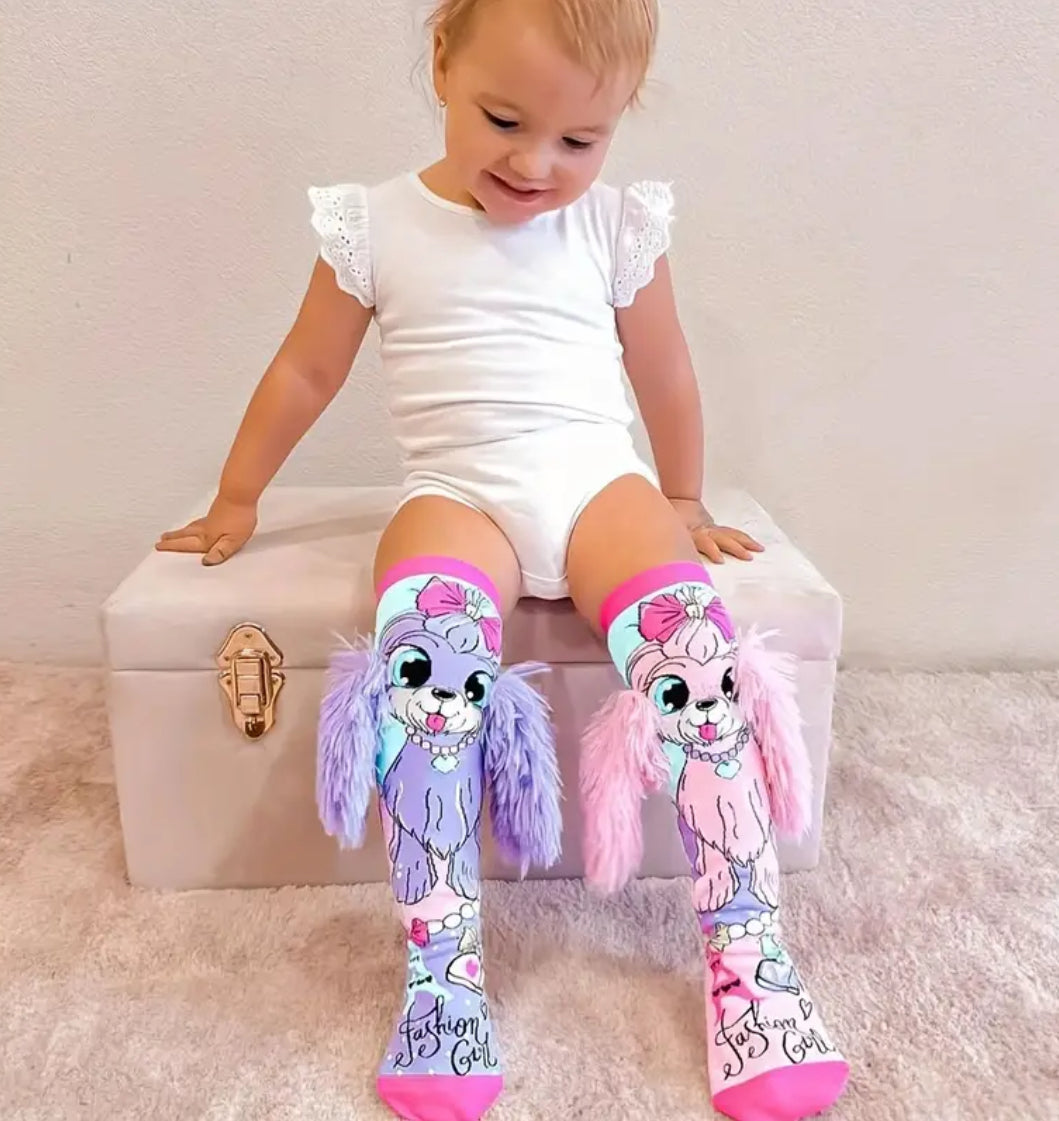 Handmade knitted plush girls socks