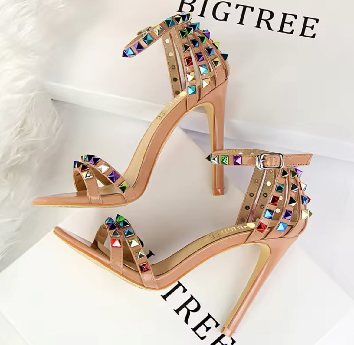 “Rainbows & Stilettos” Roman Style Heeled Sandals, Hollow Out