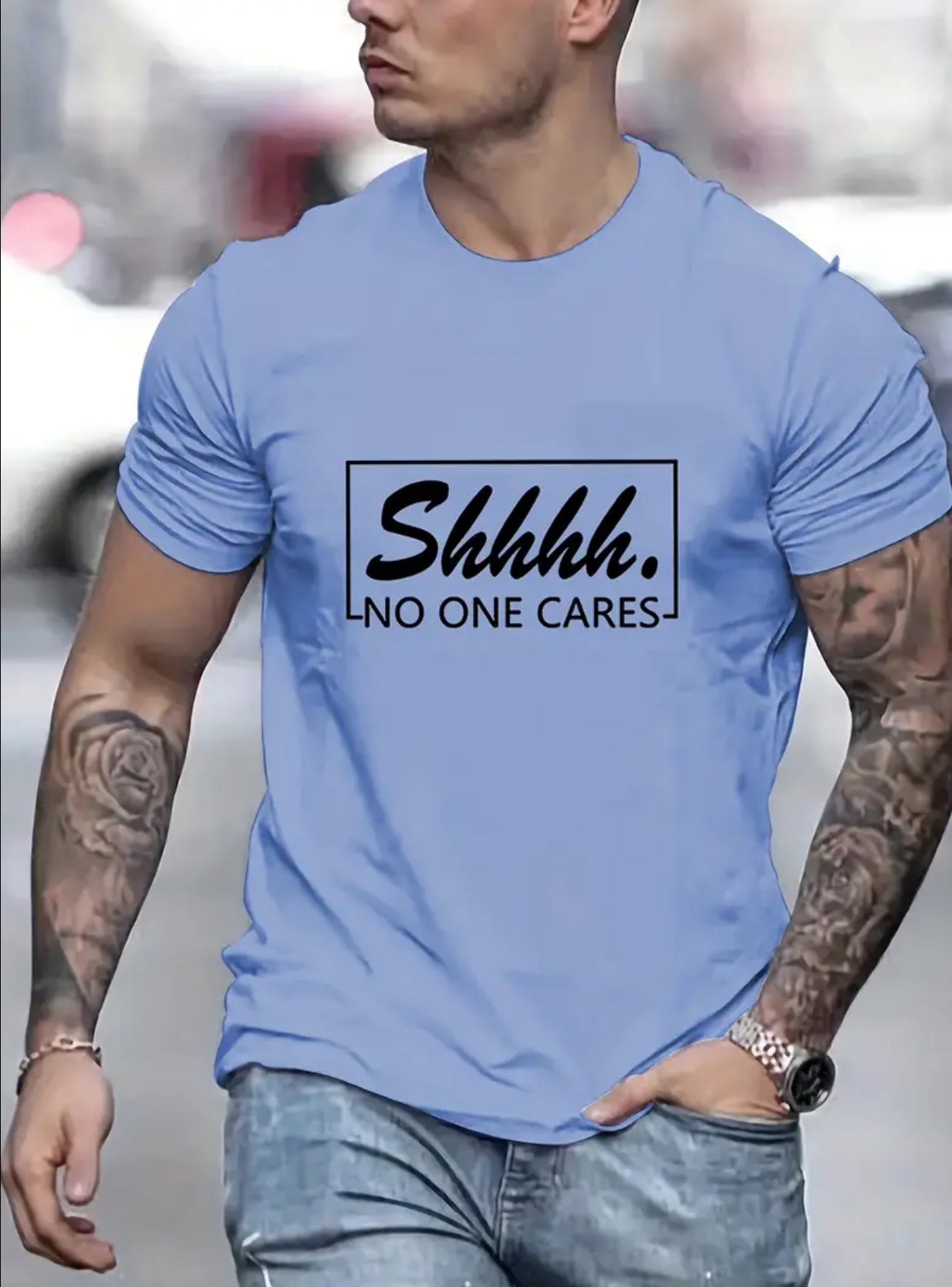 'Shhh, No One Cares' Tee For Men